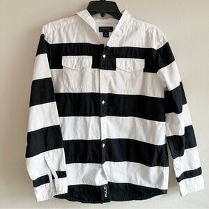 Polo Ralph Lauren Black and White Striped Button Down Shirt